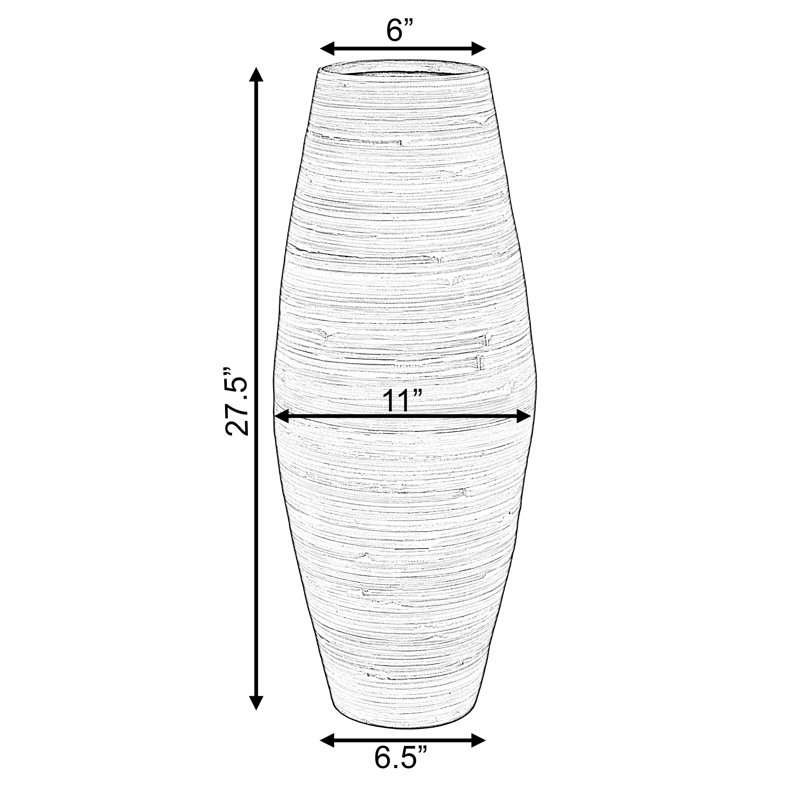 World Menagerie Teebar Bamboo Cylinder Floor Vase Handcrafted Tall